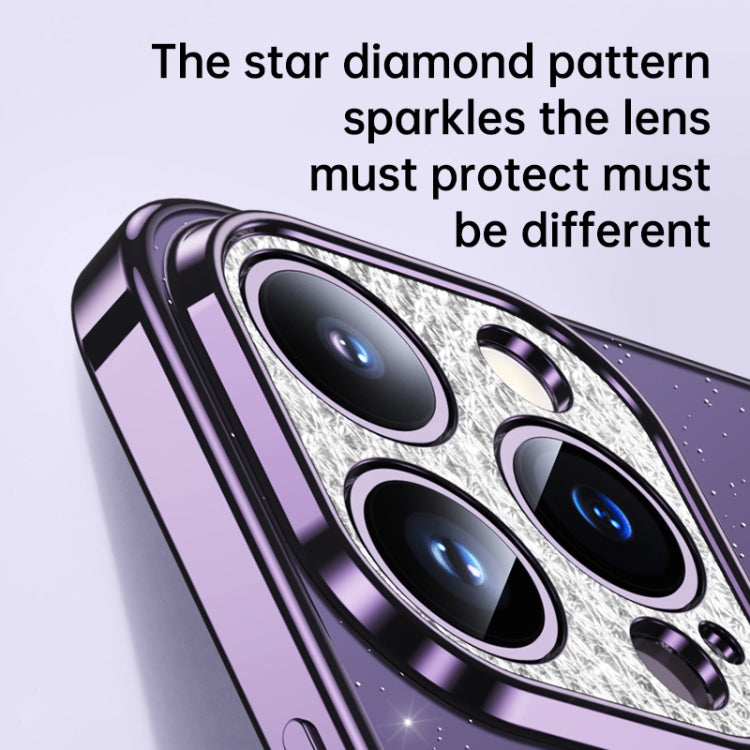 For iPhone 15 Pro Max SULADA Electroplated Transparent Glittery TPU Phone Case(Black)