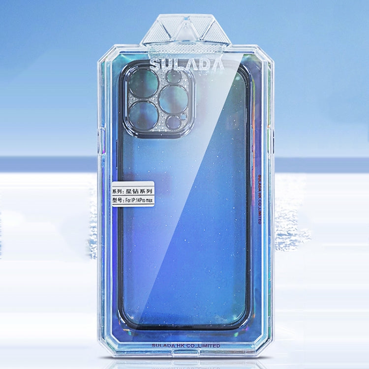 For iPhone 15 Pro Max SULADA Electroplated Transparent Glittery TPU Phone Case(Black)