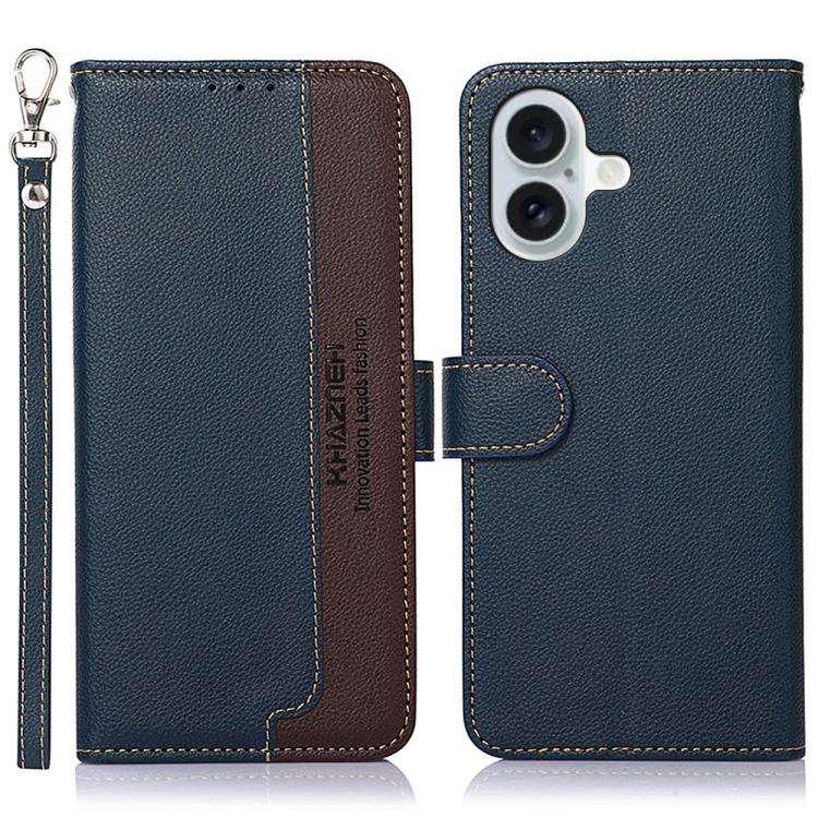 For iPhone 17 KHAZNEH Litchi Texture Leather RFID Phone Case(Blue) - free shipping - PMc TechLife - Order now!