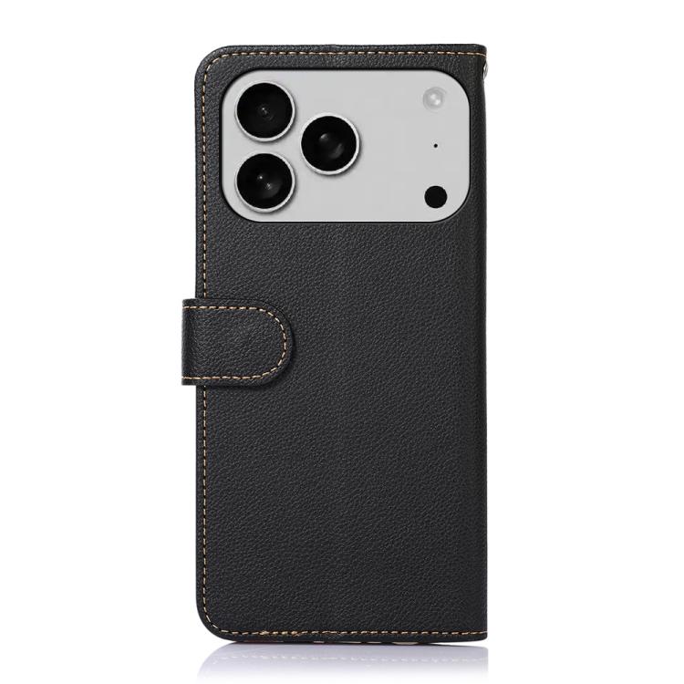 For iPhone 17 Pro KHAZNEH Litchi Texture Leather RFID Phone Case(Black) - free shipping - PMc TechLife - Order now!