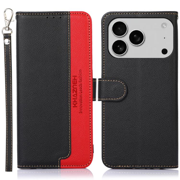 For iPhone 17 Pro KHAZNEH Litchi Texture Leather RFID Phone Case(Black) - free shipping - PMc TechLife - Order now!