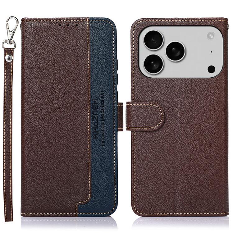 For iPhone 17 Pro Max KHAZNEH Litchi Texture Leather RFID Phone Case(Brown) - free shipping - PMc TechLife - Order now!