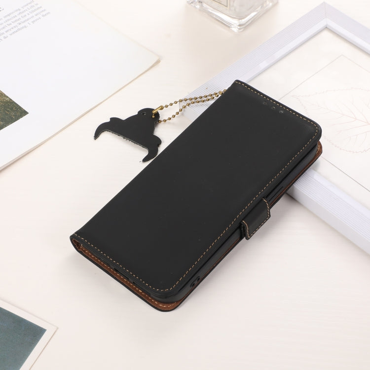 For iPhone 16 Pro Max Genuine Leather Magnetic RFID Leather Phone Case(Black) - iPhone 16 Pro Max Cases by PMC TechLife | Online Shopping South Africa | PMC TechLife | Buy Now Pay Later Mobicred