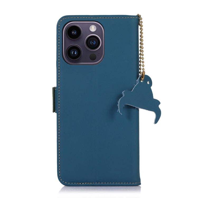 For iPhone 16 Pro Genuine Leather Magnetic RFID Leather Phone Case(Blue) - iPhone 16 Pro Cases by PMC TechLife | Online Shopping South Africa | PMC TechLife | Buy Now Pay Later Mobicred