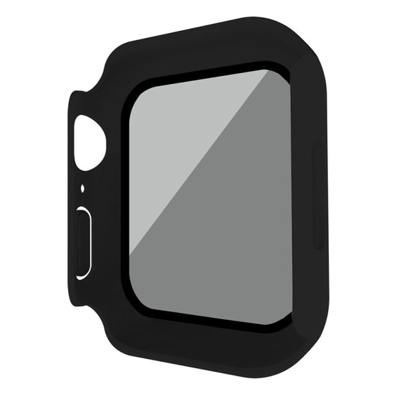 For Apple Watch Ultra 49mm Frosted PC + Anti-spy Tempered Film Integrated Watch Protective Case(Black)