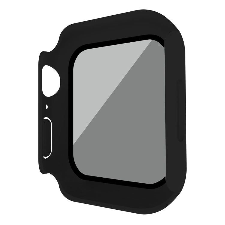 For Apple Watch Ultra 49mm Frosted PC + Anti-spy Tempered Film Integrated Watch Protective Case(Black)
