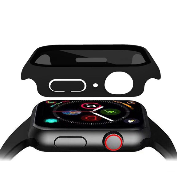 For Apple Watch Ultra 49mm Frosted PC + Anti-spy Tempered Film Integrated Watch Protective Case(Black)