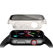 For Apple Watch Ultra 49mm Frosted PC + Anti-spy Tempered Film Integrated Watch Protective Case(Starlight Silver)