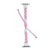 Silicone Bean Braided Cord Nylon Watch Band For Apple Watch Ultra 49mm(White Pink)