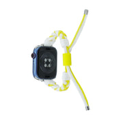 Silicone Bean Braided Cord Nylon Watch Band For Apple Watch Ultra 49mm(White Yellow)