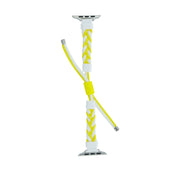 Silicone Bean Braided Cord Nylon Watch Band For Apple Watch Ultra 49mm(White Yellow)