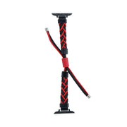 Silicone Bean Braided Cord Nylon Watch Band For Apple Watch Ultra 49mm(Black Red)