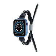 Silicone Bean Braided Cord Nylon Watch Band For Apple Watch Ultra 49mm(Black Grey)