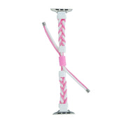 Silicone Bean Braided Cord Nylon Watch Band For Apple Watch Ultra 2 49mm(White Pink)