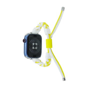 Silicone Bean Braided Cord Nylon Watch Band For Apple Watch Ultra 2 49mm(White Yellow)