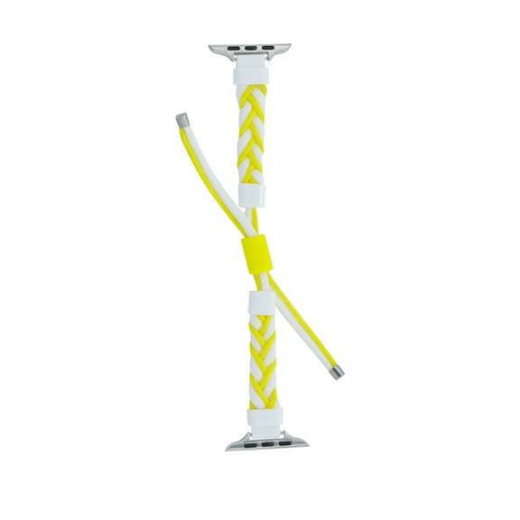Silicone Bean Braided Cord Nylon Watch Band For Apple Watch Ultra 2 49mm(White Yellow)