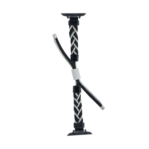 Silicone Bean Braided Cord Nylon Watch Band For Apple Watch Ultra 2 49mm(Black Grey)