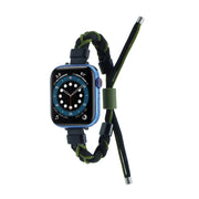 Silicone Bean Braided Cord Nylon Watch Band For Apple Watch Ultra 2 49mm(Black Green)