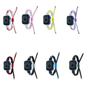 Silicone Bean Braided Cord Nylon Watch Band For Apple Watch Ultra 2 49mm(White Pink)