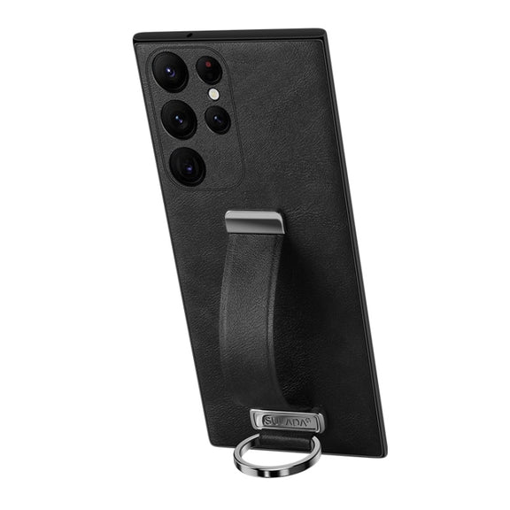 For Samsung Galaxy S23 Ultra 5G SULADA PC Hybrid Leather Texture Skin Feel Shockproof Phone Case(Black)