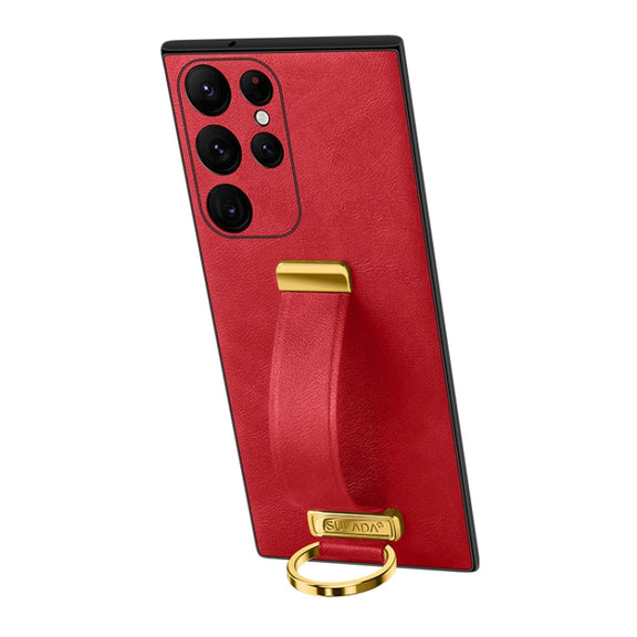 For Samsung Galaxy S23 Ultra 5G SULADA PC Hybrid Leather Texture Skin Feel Shockproof Phone Case(Red)