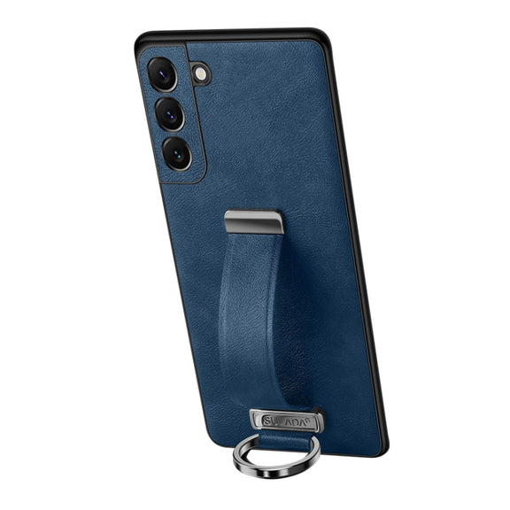 For Samsung Galaxy S23 5G SULADA PC Hybrid Leather Texture Skin Feel Shockproof Phone Case(Blue)