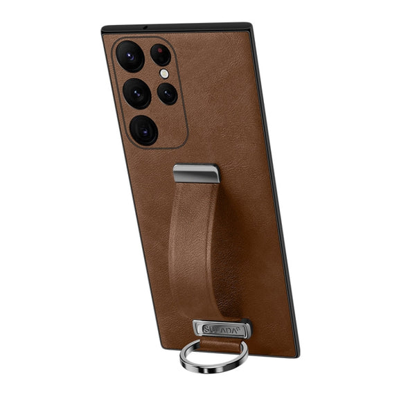 For Samsung Galaxy S24 Ultra 5G SULADA PC Hybrid Leather Texture Skin Feel Shockproof Phone Case(Brown)