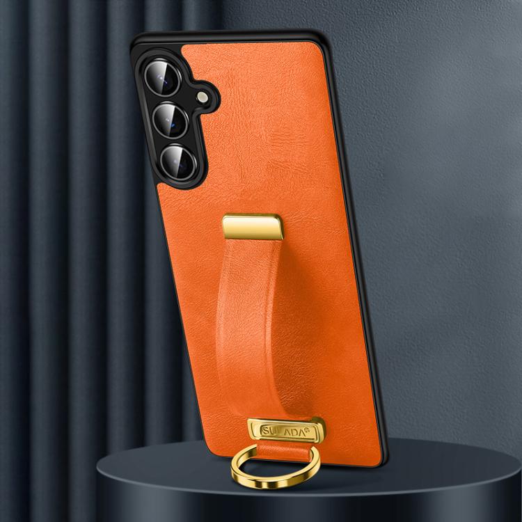 For Samsung Galaxy S25 5G SULADA PC Hybrid Leather Texture Skin Feel Shockproof Phone Case(Orange) - Galaxy S25 5G Cases by SULADA | Online Shopping South Africa | PMC Jewellery | Buy Now Pay Later Mobicred