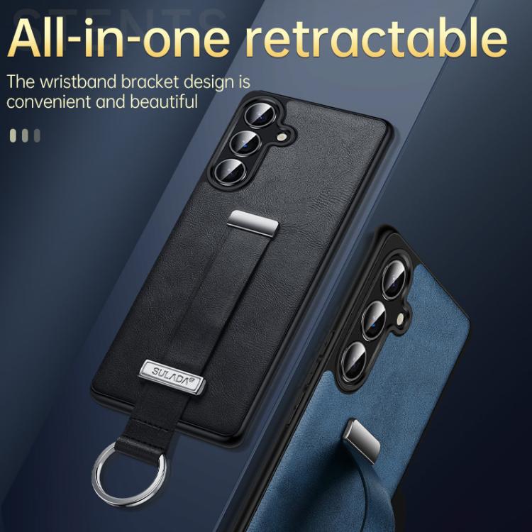 For Samsung Galaxy S24 Ultra 5G SULADA PC Hybrid Leather Texture Skin Feel Shockproof Phone Case(Black)