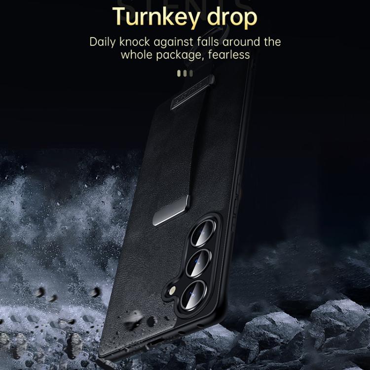 For Samsung Galaxy S23+ 5G SULADA PC Hybrid Leather Texture Skin Feel Shockproof Phone Case(Black)