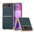 For Motorola Razr 40 Nano Plating Genuine Leather Luolai Series Phone Case(Dark Green) - Motorola Cases by PMC TechLife | Online Shopping South Africa | PMC TechLife | Buy Now Pay Later Mobicred