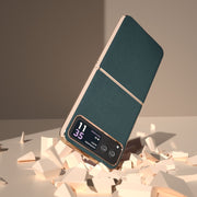 For Motorola Razr 40 Nano Plating Genuine Leather Luolai Series Phone Case(Dark Green)