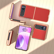 For Motorola Razr 40 Nano Plating Genuine Leather Luolai Series Phone Case(Red)