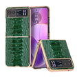 For Motorola Razr 40 Nano Plating Genuine Leather Weilai Series Phone Case(Green) - Motorola Cases by PMC TechLife | Online Shopping South Africa | PMC TechLife | Buy Now Pay Later Mobicred