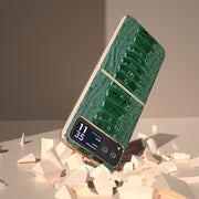 For Motorola Razr 40 Nano Plating Genuine Leather Weilai Series Phone Case(Green)