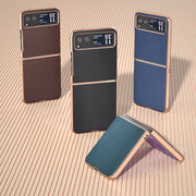 For Motorola Razr 40 Nano Plating Genuine Leather Xiaoya Series Phone Case(Dark Green)