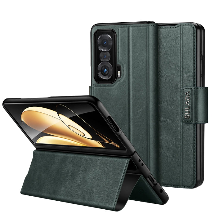 For Honor Magic V SULADA All-inclusive Magnetic Snap Flip Leather Phone Case(Green) - free shipping - PMC Jewellery - Order now!