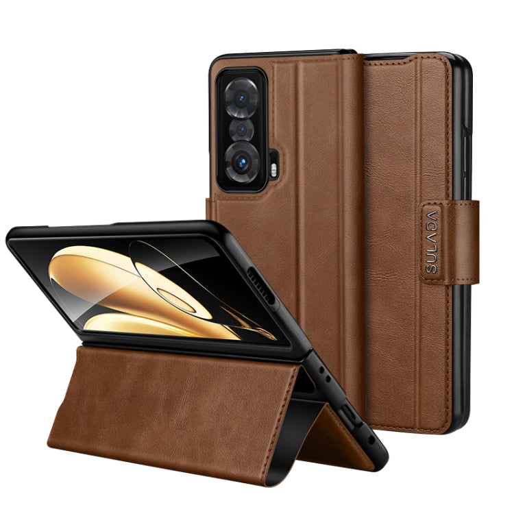 For Honor Magic V SULADA All-inclusive Magnetic Snap Flip Leather Phone Case(Brown) - free shipping - PMC Jewellery - Order now!