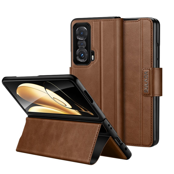 For Honor Magic V SULADA All-inclusive Magnetic Snap Flip Leather Phone Case(Brown)