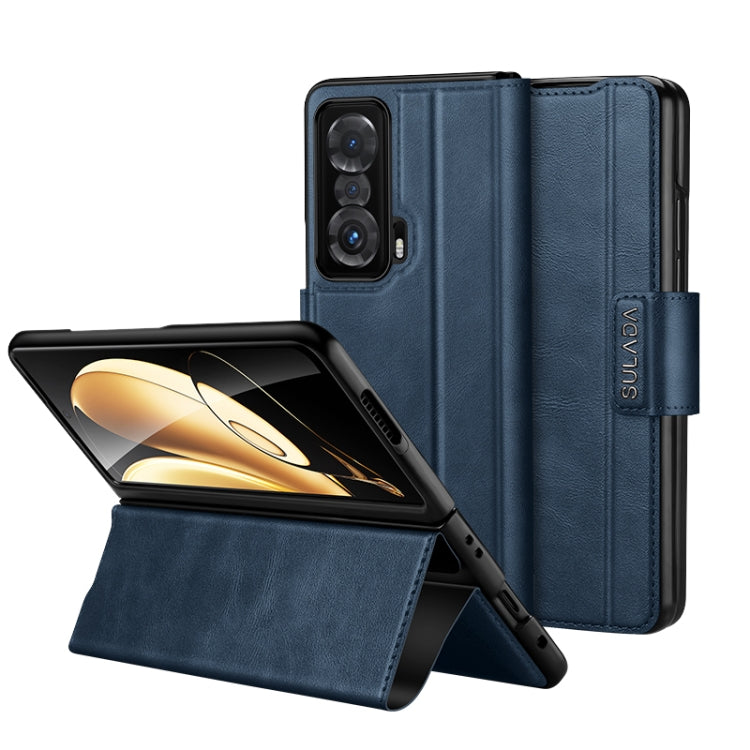 For Honor Magic V SULADA All-inclusive Magnetic Snap Flip Leather Phone Case(Blue) - free shipping - PMC Jewellery - Order now!