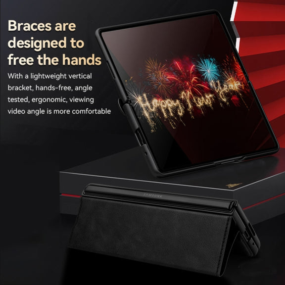 For Honor Magic V SULADA All-inclusive Magnetic Snap Flip Leather Phone Case(Orange)
