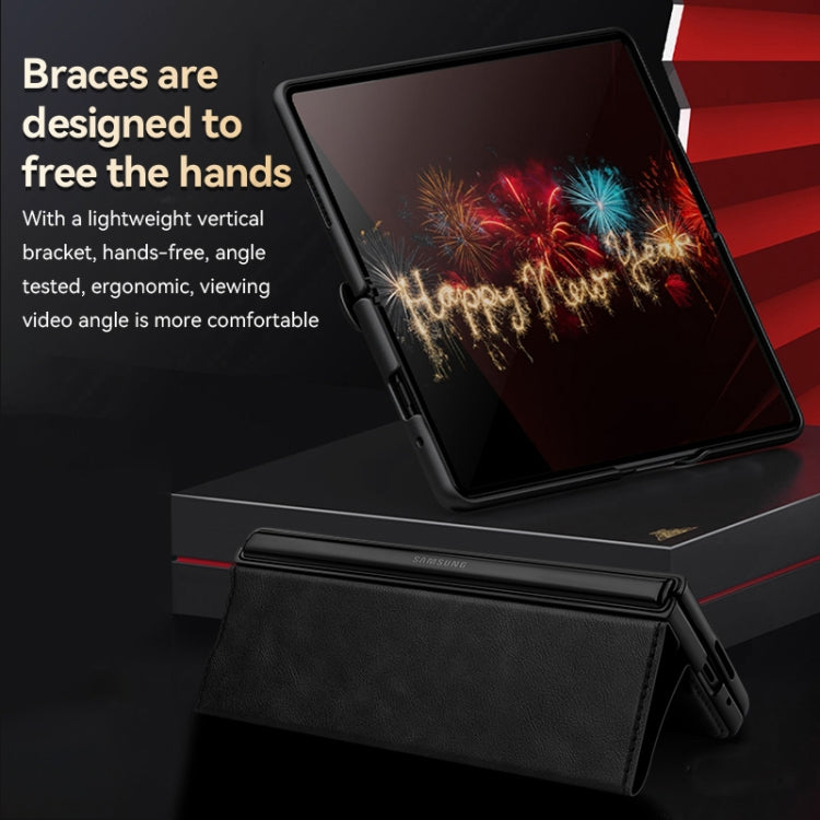For Honor Magic V SULADA All-inclusive Magnetic Snap Flip Leather Phone Case(Blue)
