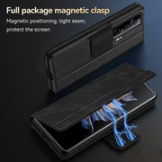 For Honor Magic V SULADA All-inclusive Magnetic Snap Flip Leather Phone Case(Red)