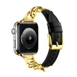 For Apple Watch Ultra 49mm Chain Genuine Leather Watch Band, Size: S(Gold Black) - free shipping - PMC TechLife - Order now!