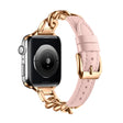 For Apple Watch Series 4 44mm Chain Genuine Leather Watch Band, Size: S(Rose Gold Pink) - free shipping - PMC TechLife - Order now!