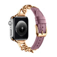For Apple Watch Series 2 38mm Chain Genuine Leather Watch Band, Size: S(Rose Gold Pale Mauve) - free shipping - PMC TechLife - Order now!