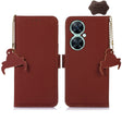 For Huawei Nova 11i / Maimang 20 5G / Enjoy 60 Pro Genuine Leather Magnetic RFID Leather Phone Case(Coffee) - Huawei Cases by PMC TechLife | Online Shopping South Africa | PMC TechLife | Buy Now Pay Later Mobicred