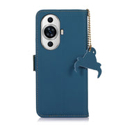 For Huawei Nova 11 Pro / Nova 11 Ultra Genuine Leather Magnetic RFID Leather Phone Case(Blue)