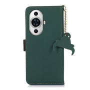 For Huawei Nova 11 Genuine Leather Magnetic RFID Leather Phone Case(Green)