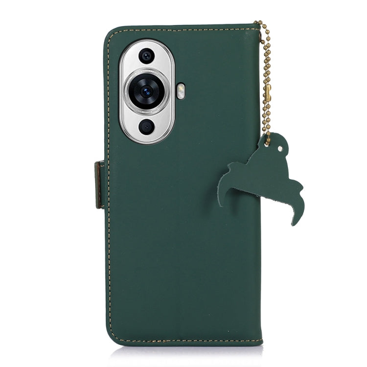 For Huawei Nova 11 Genuine Leather Magnetic RFID Leather Phone Case(Green)